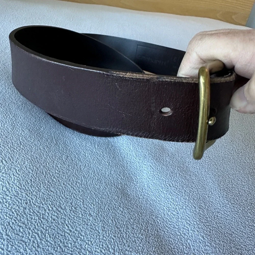 Carhartt Belt Mens 42 Leather‎ Genuine Classic Brass Buckle Brown Workwear